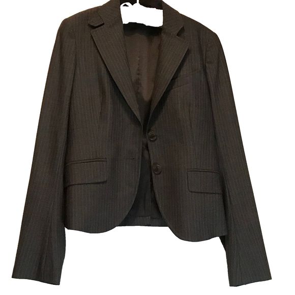New Theory Amanda Pinstripe Grey Lined Business Career Blazer Suit Jacket 0 - Picture 3 of 8